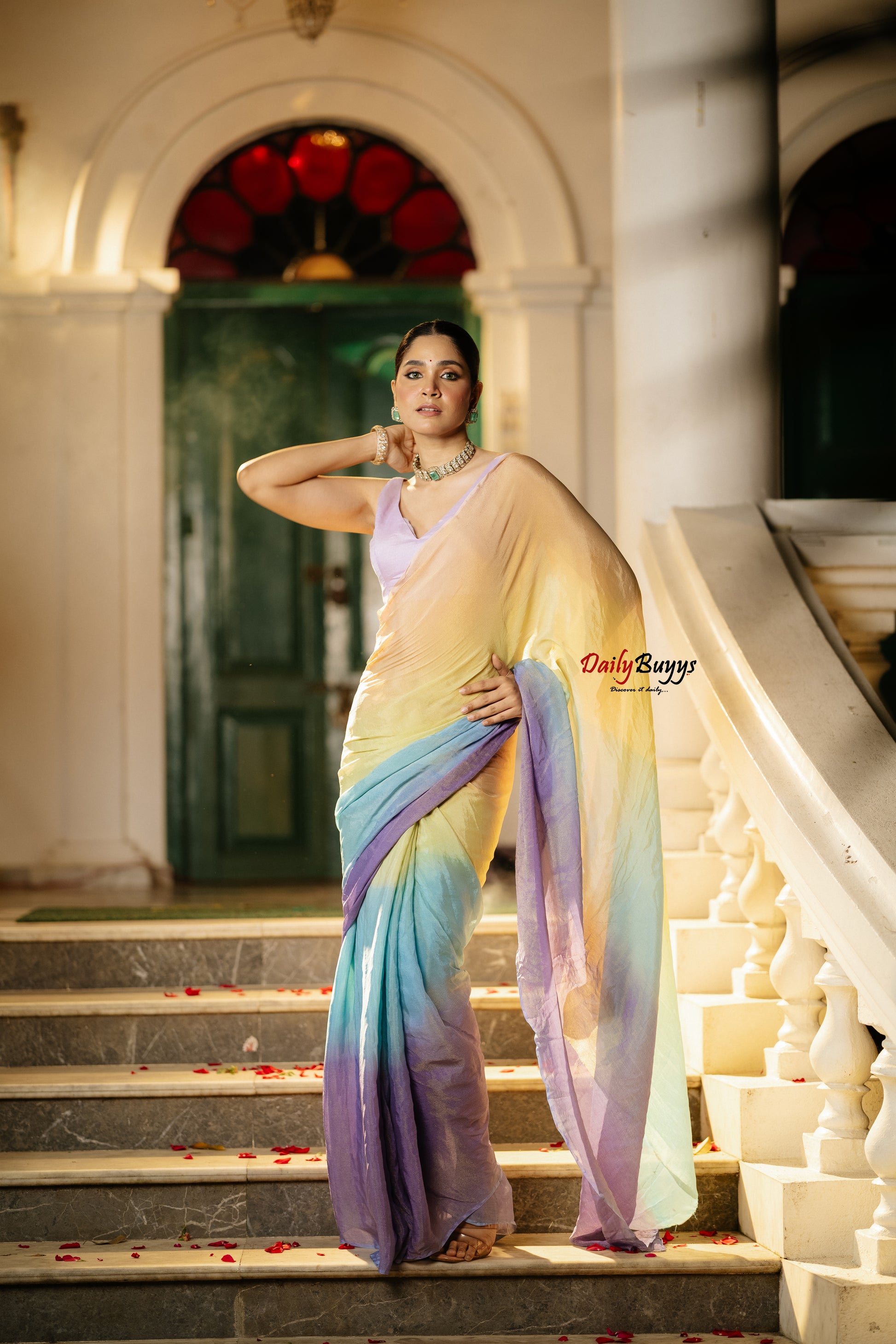 Ombre Designer Lurex Georgette Sarees