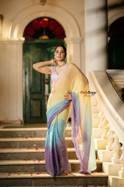 Ombre Designer Lurex Georgette Sarees