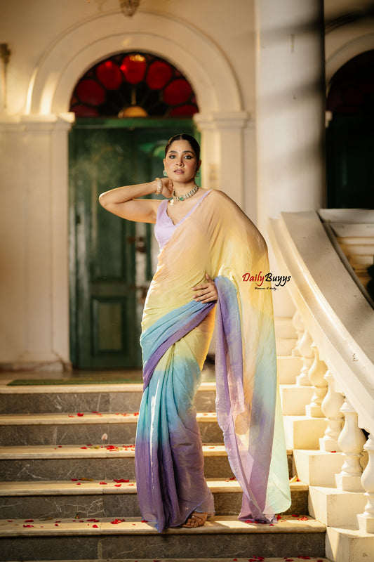 Ombre Designer Lurex Georgette Sarees