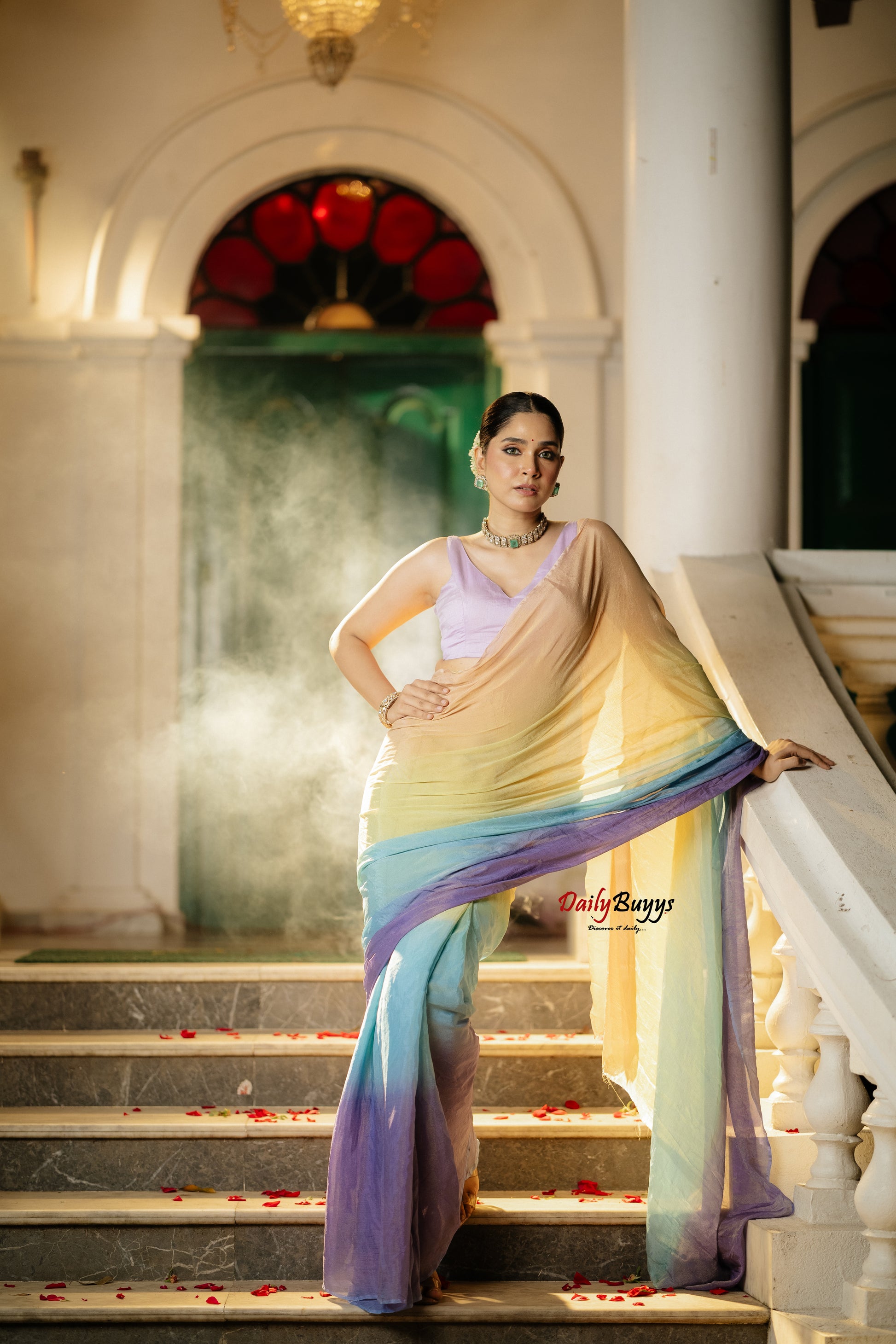 Ombre Designer Lurex Georgette Sarees