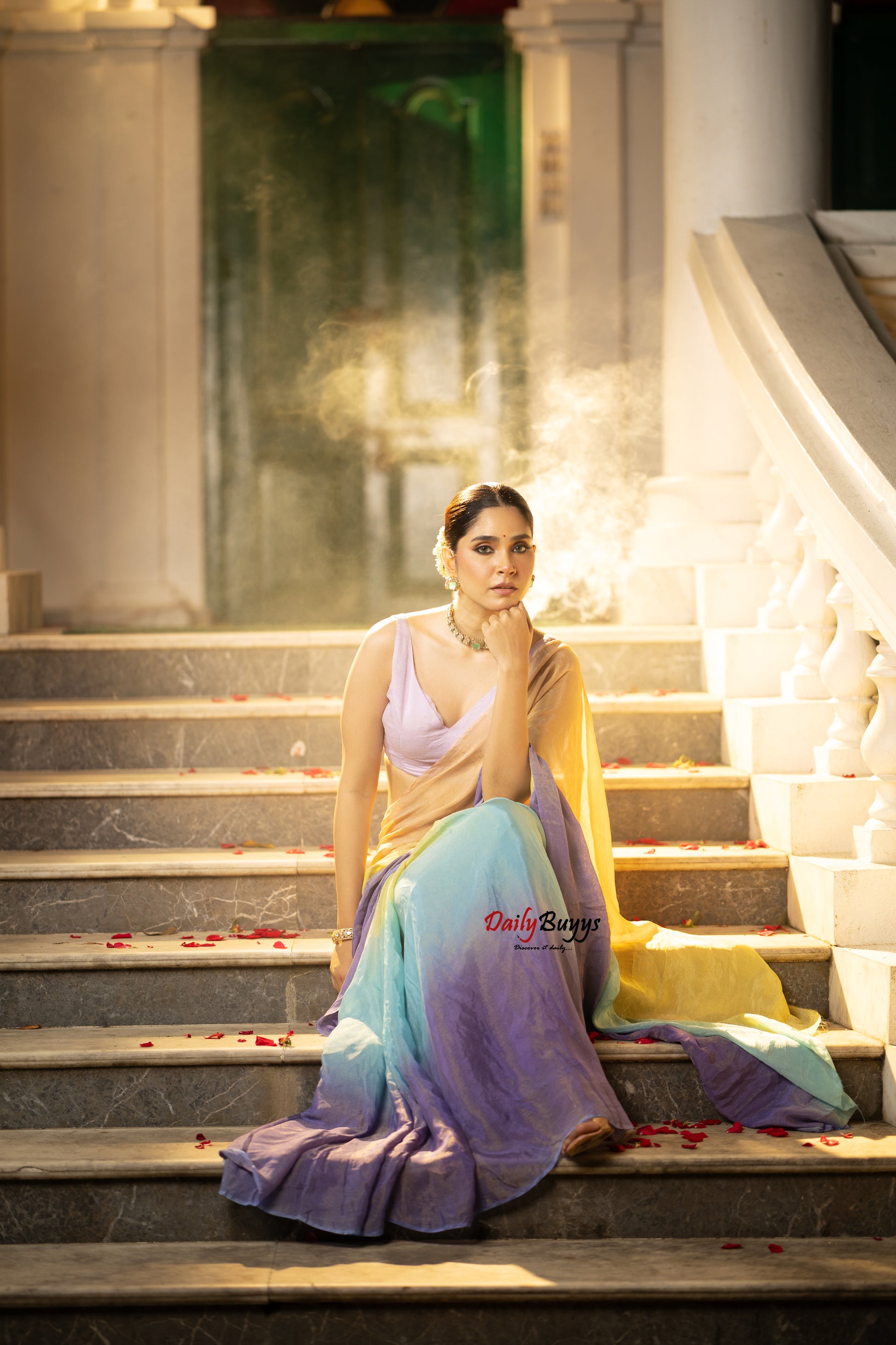 Ombre Designer Lurex Georgette Sarees