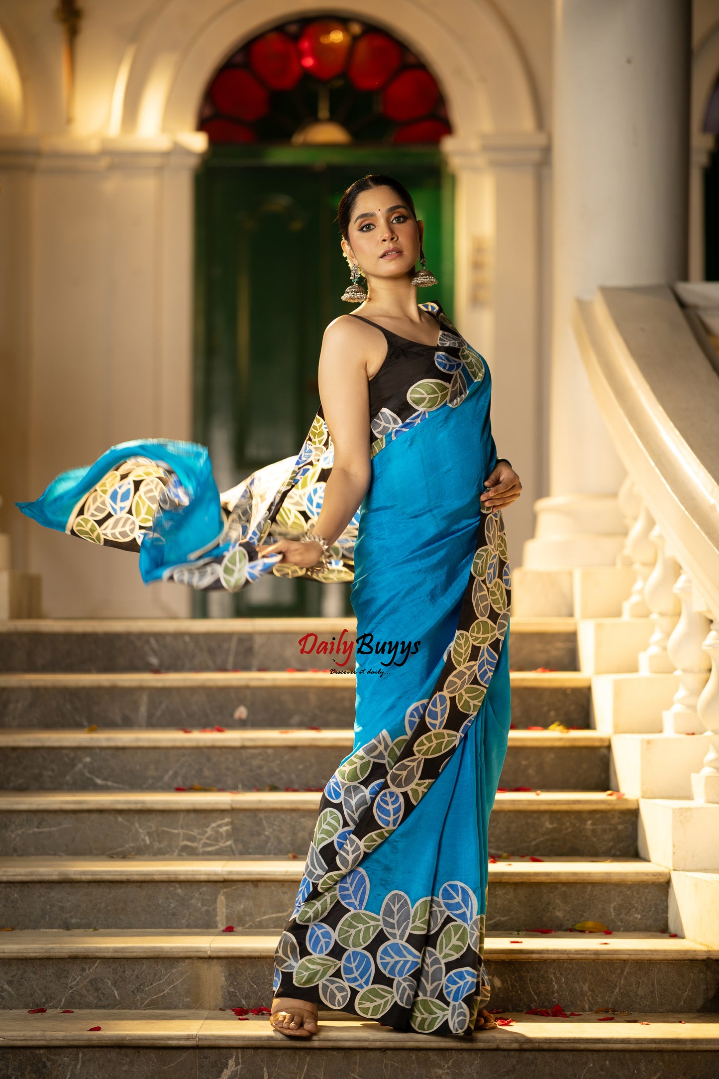 Blue Wax Batik Hand Painted Silk Mark Certified Bishnupuri Silk Sarees