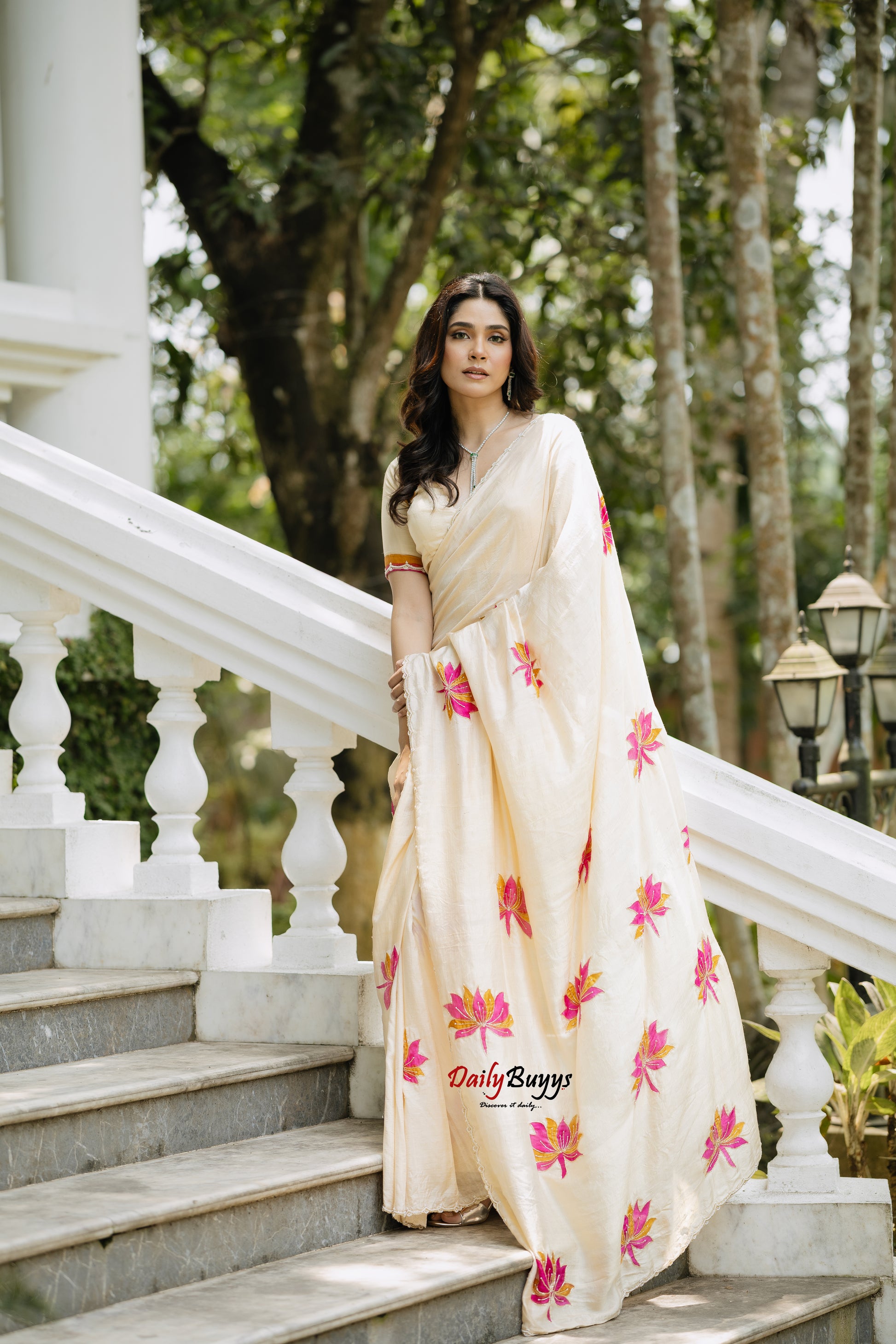 Designer Floral Hand Painted and Hand Embroidered Bishnupuri Silk Sarees