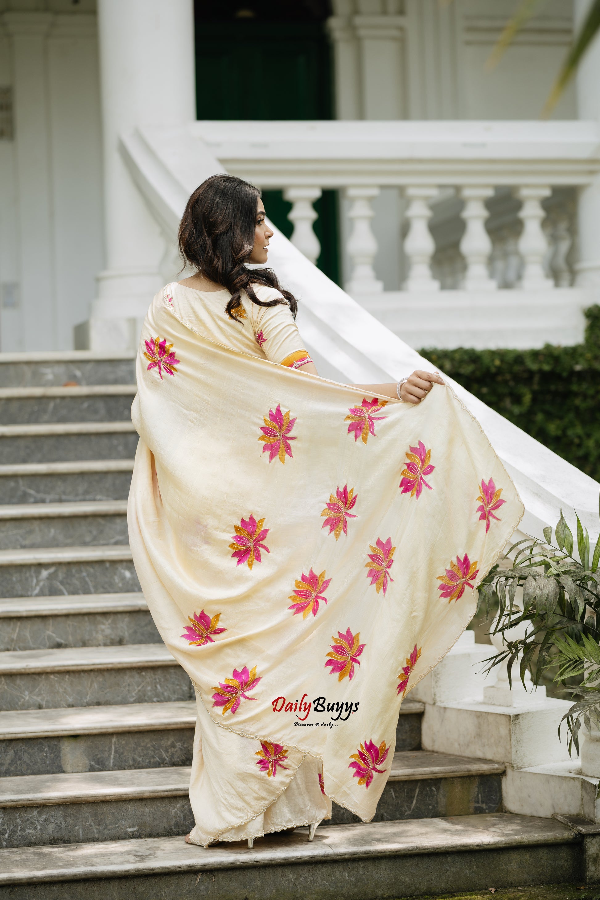 Designer Floral Hand Painted and Hand Embroidered Bishnupuri Silk Sarees