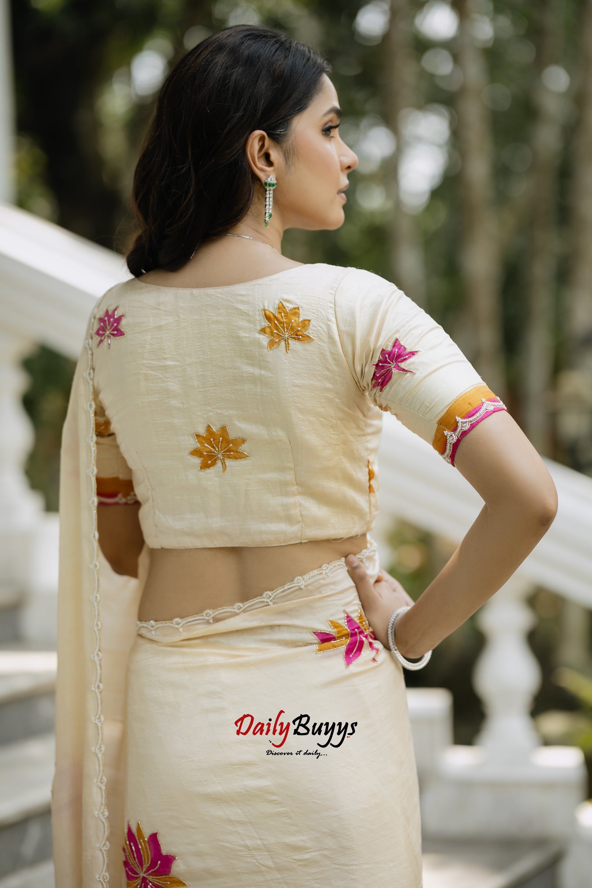 Designer Floral Hand Painted and Hand Embroidered Bishnupuri Silk Sarees