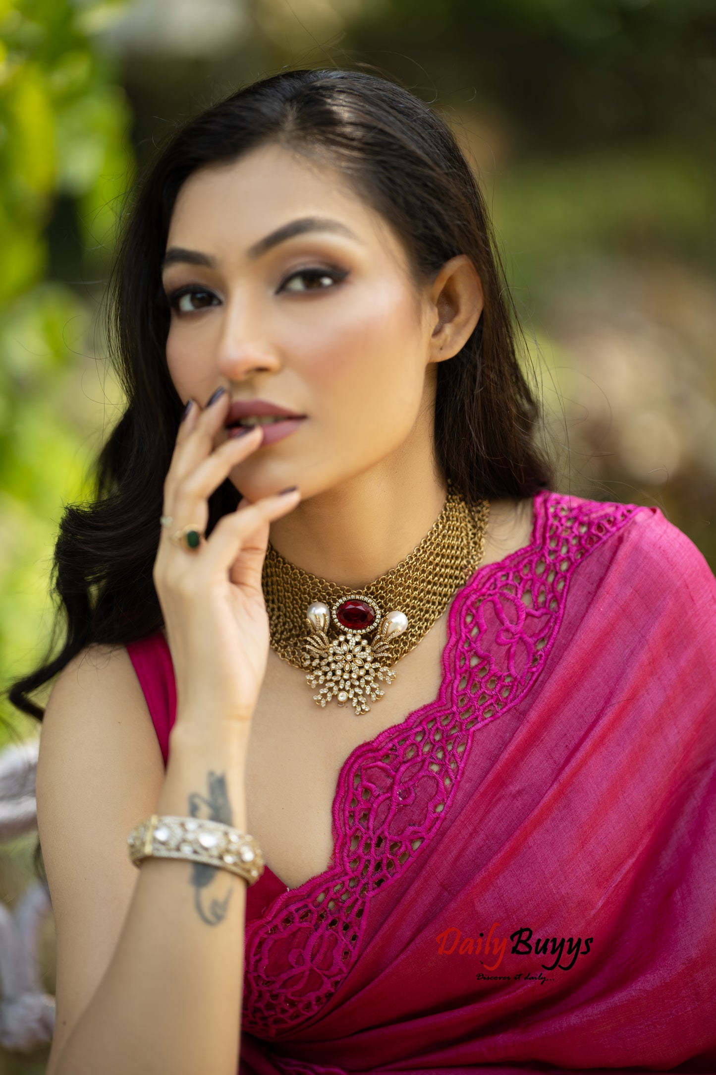Pink Twine Cut Work Pure Silk Mark Certified Plain Tussar Silk Sarees