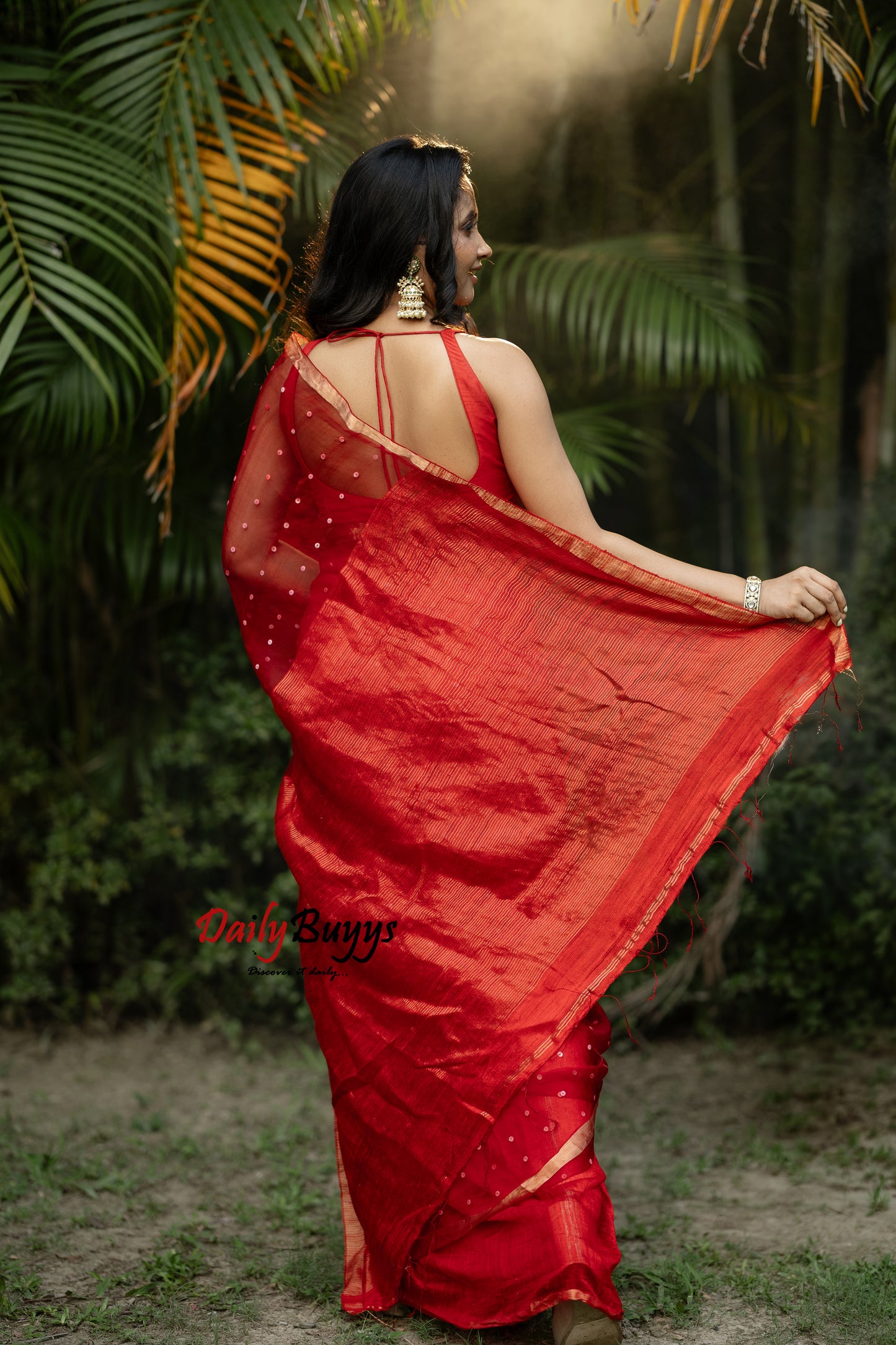 Red Pure Matka Silk Mark Certified Muslin Jamdani Sarees