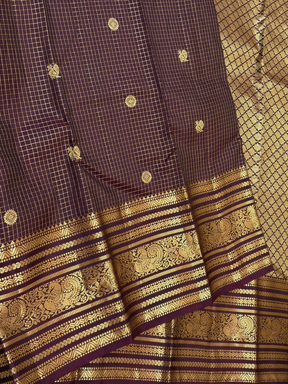 Pure Kanchipuram Handloom Silk Sarees 1 gram Zari vaira oosi checks With Silk Mark Certified 19500/-