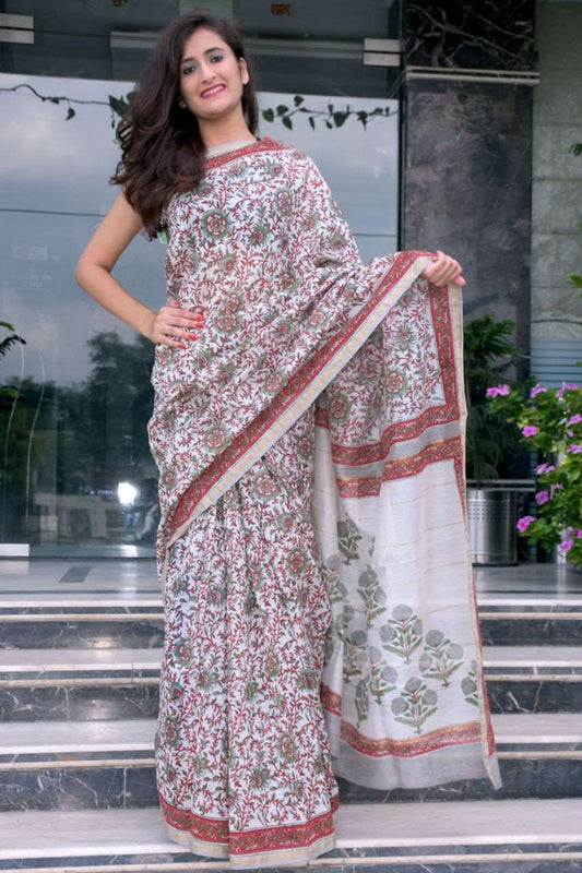 Beige Bengal Handloom Silk Sarees