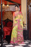 Designer Yellow & Pink Jamdani Saree