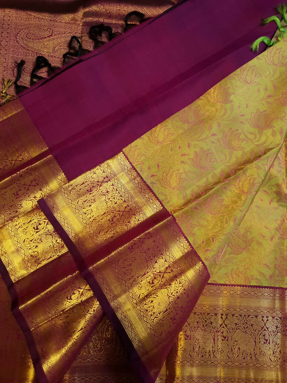 Pure Kanchipuram Handloom Bridal Silk Sarees 2 gram Zari With Silk Mark Certified Exclusive Wedding Brocade Bridal
