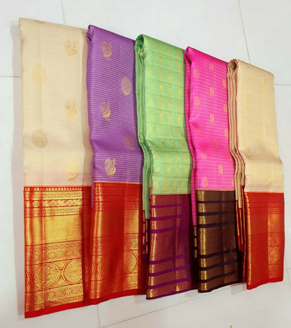Pure Kanchipuram Handloom Silk Sarees, Korvai vaira oosi