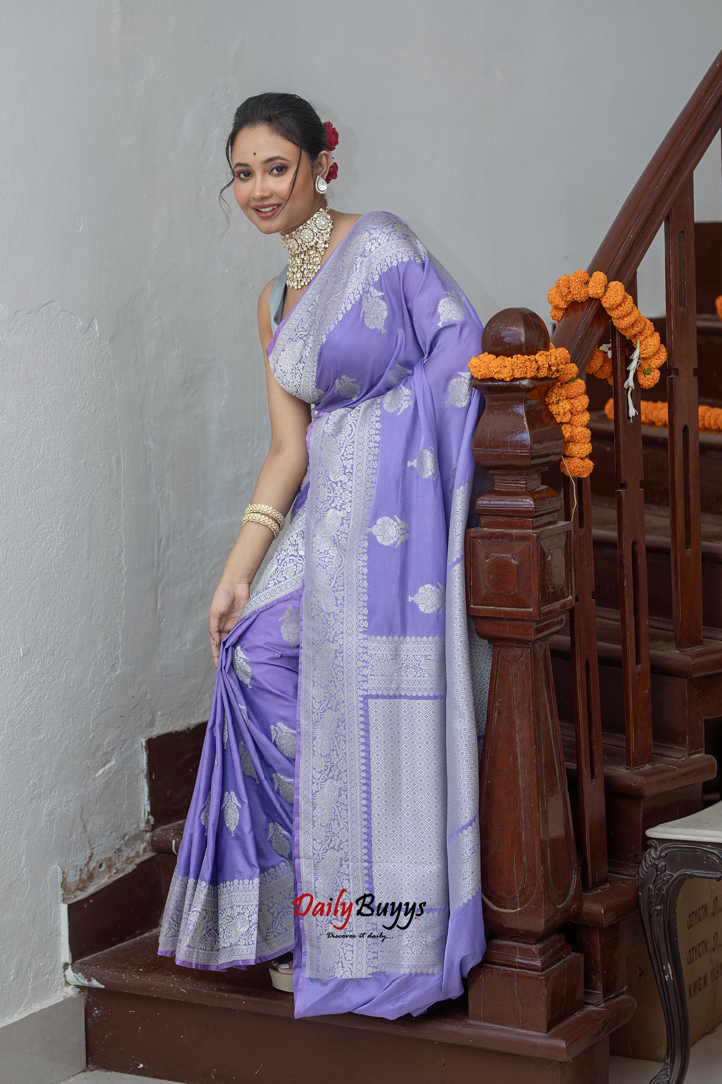 Mauve Festive Special Zari Work Banarasi Silk Sarees