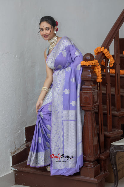 Mauve Festive Special Zari Work Banarasi Silk Sarees