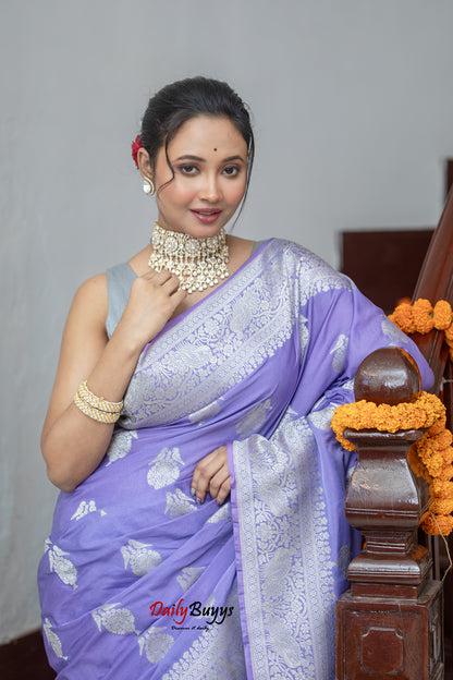 Mauve Festive Special Zari Work Banarasi Silk Sarees