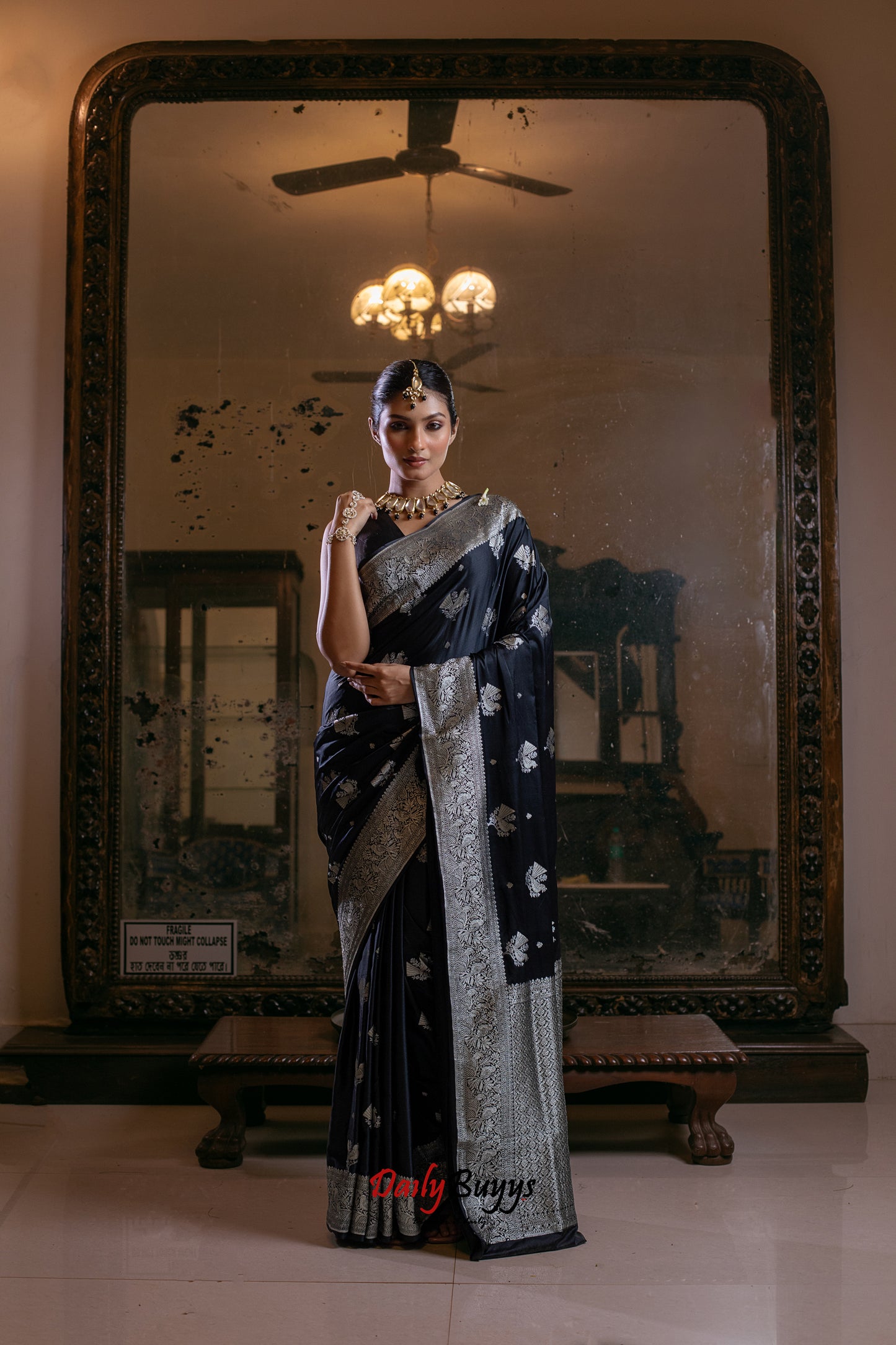 Black Festive Special Zari Work Banarasi Silk Sarees