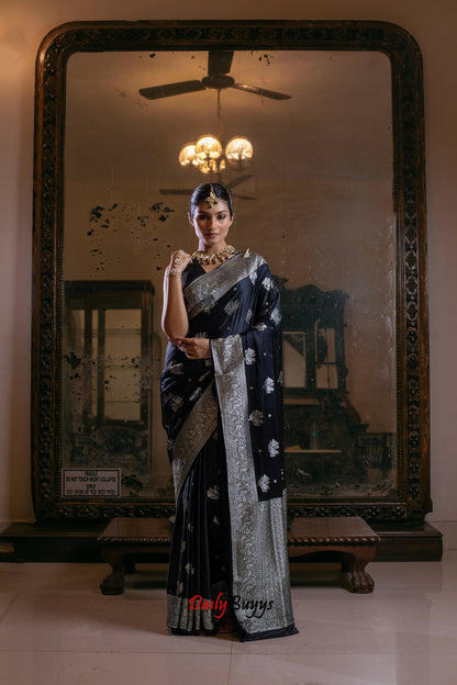 Black Festive Special Zari Work Banarasi Silk Sarees