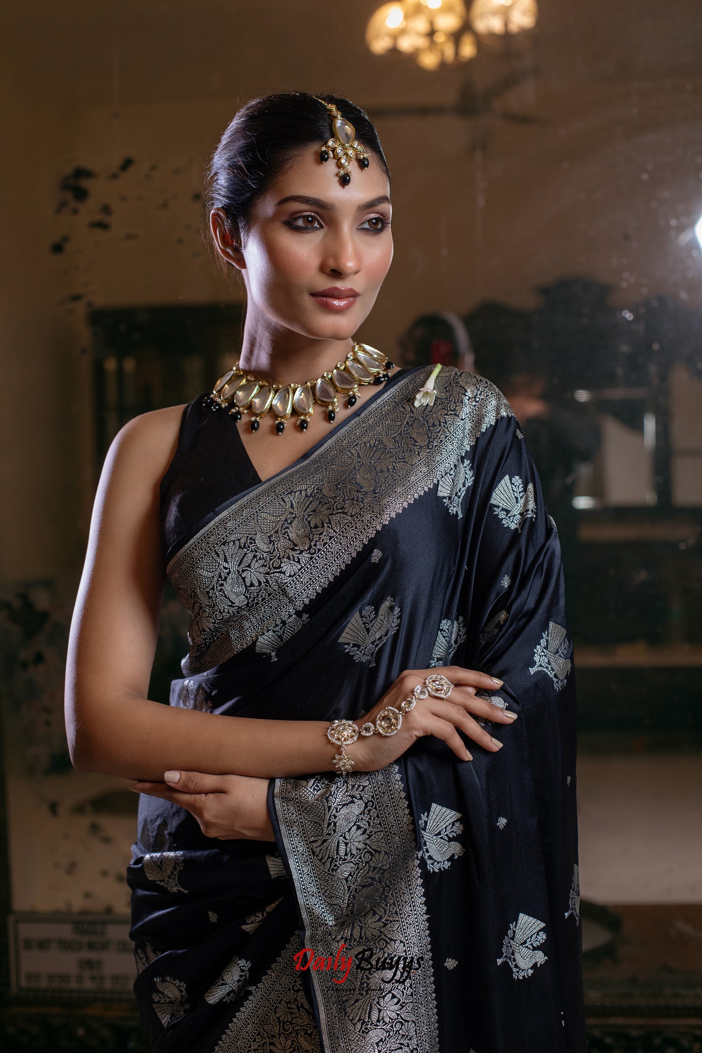 Black Festive Special Zari Work Banarasi Silk Sarees