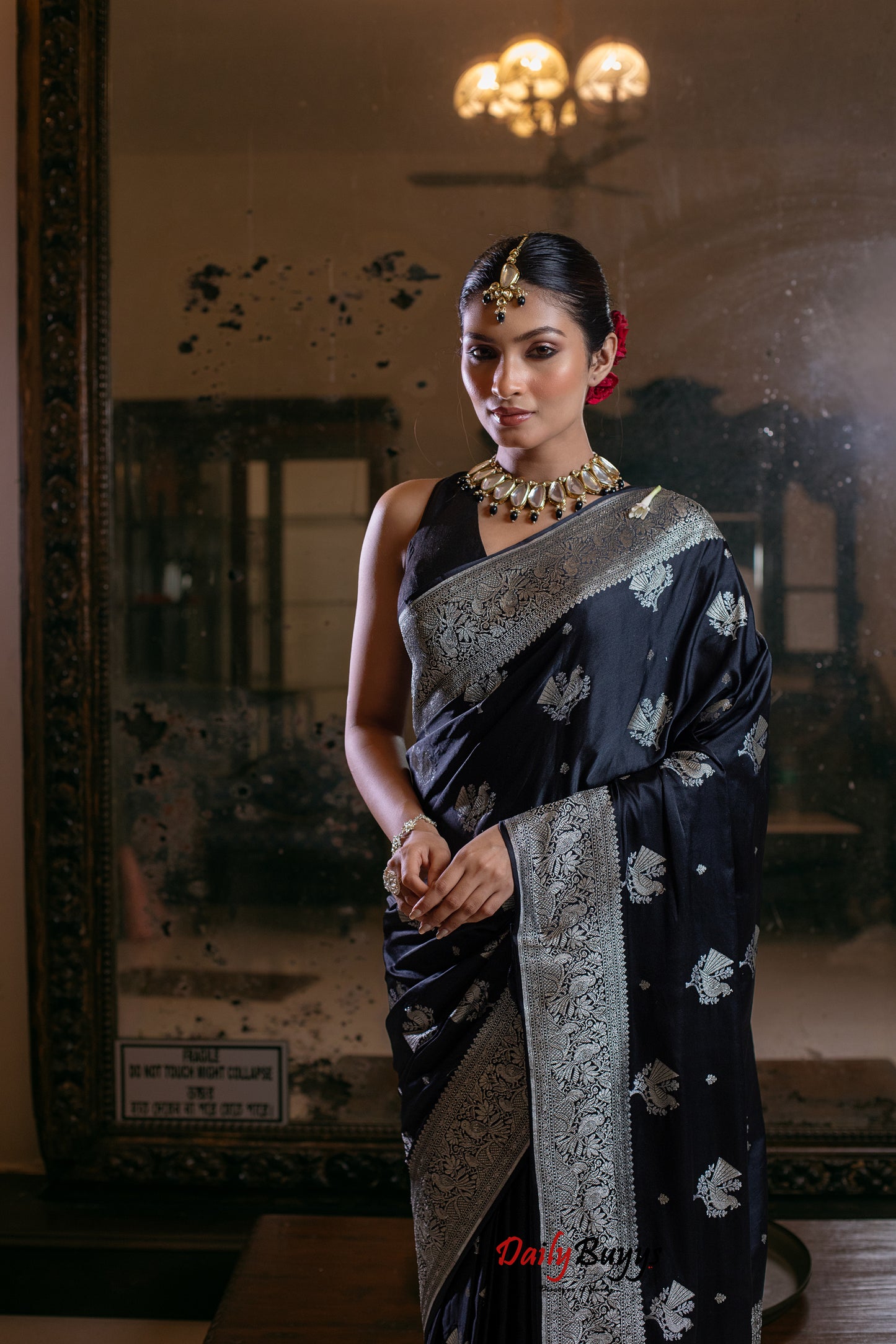 Black Festive Special Zari Work Banarasi Silk Sarees