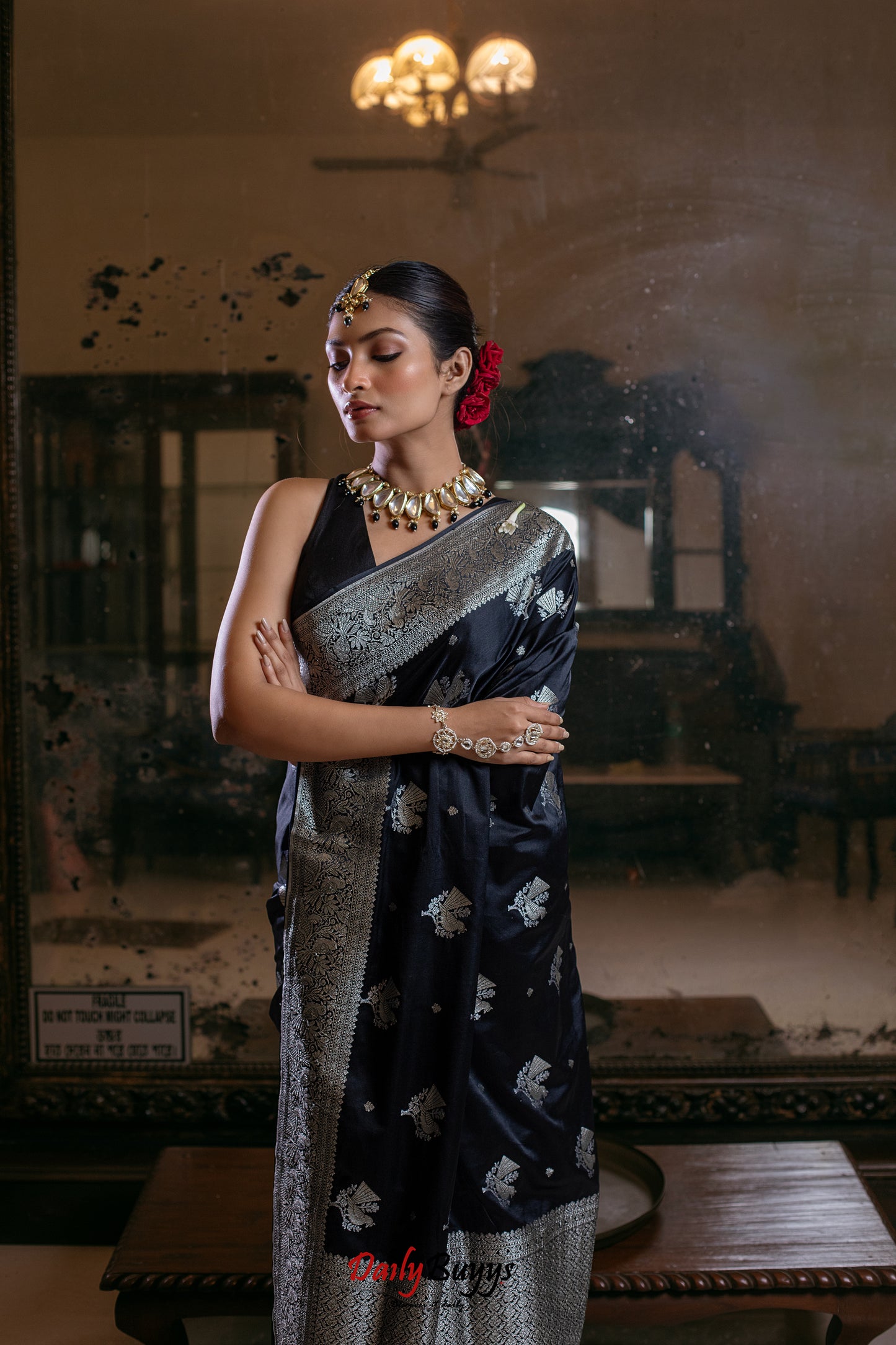 Black Festive Special Zari Work Banarasi Silk Sarees