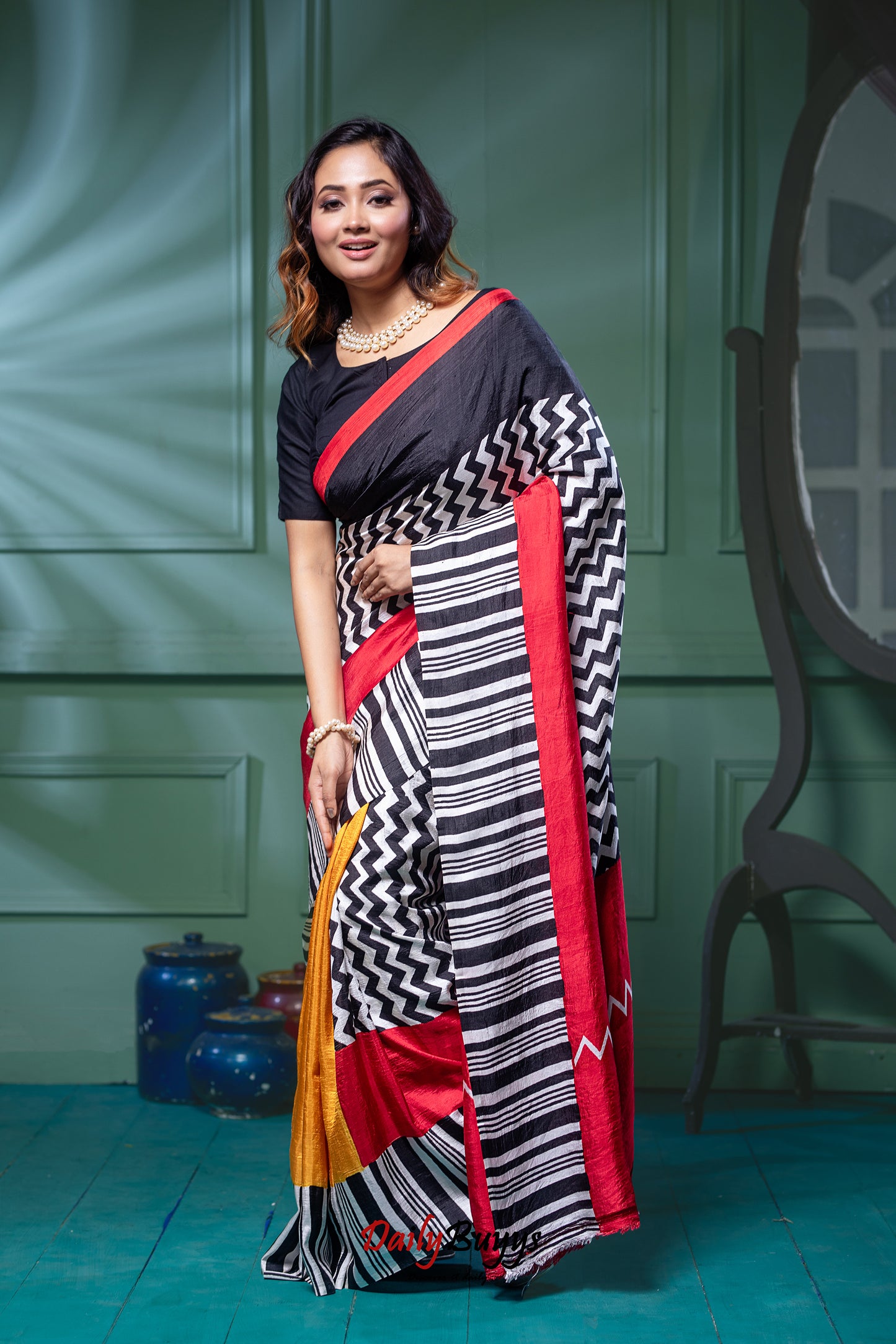 Black Block Printed Silk Mark Certified Bishnupuri Silk Sarees - Dailybuyys