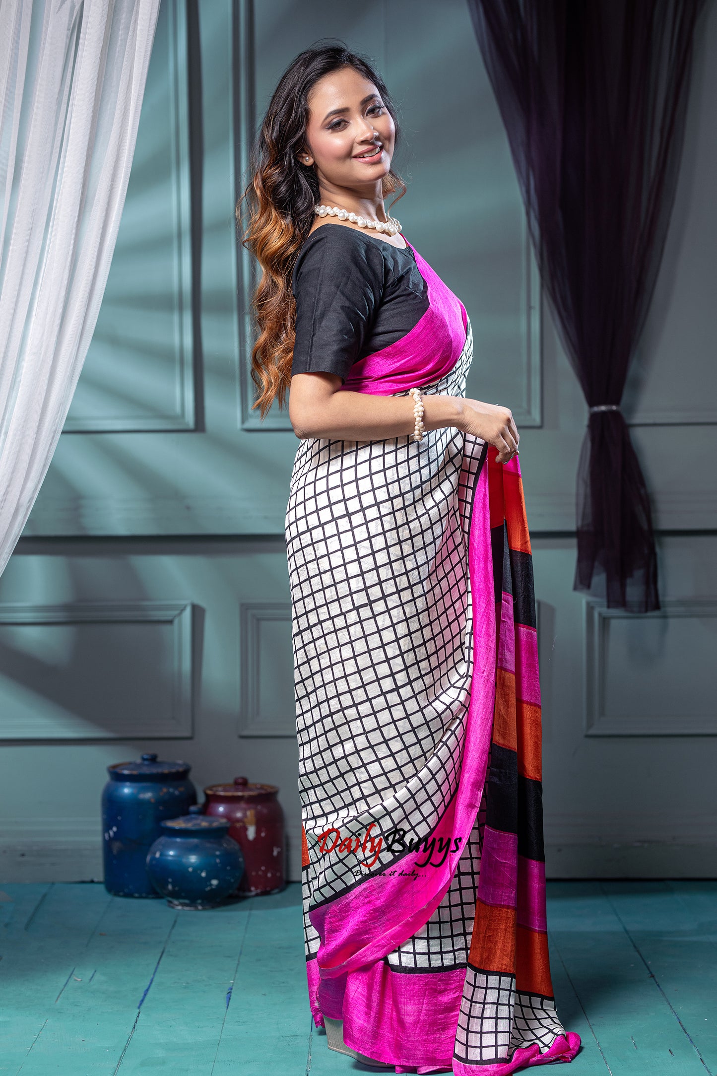 Pink  Block Printed Silk Mark Certified Bishnupuri Silk Sarees - Dailybuyys