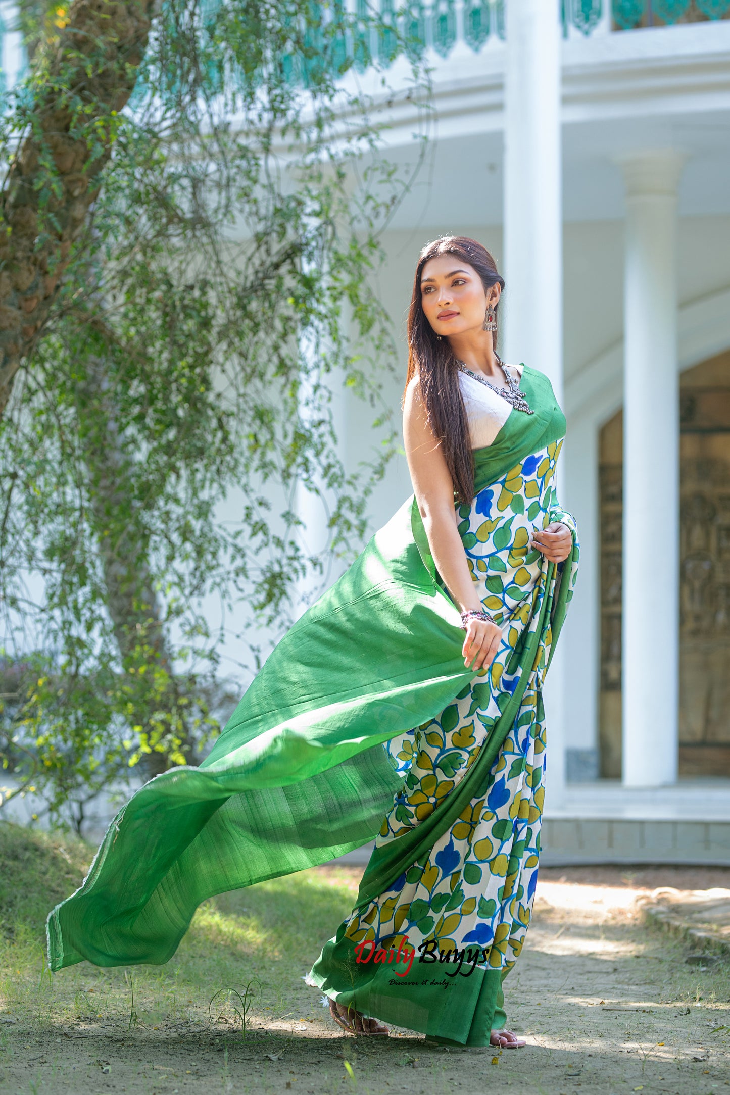 Green Floral Hand Painted  Silk Mark Certified Bishnupuri Silk Sarees