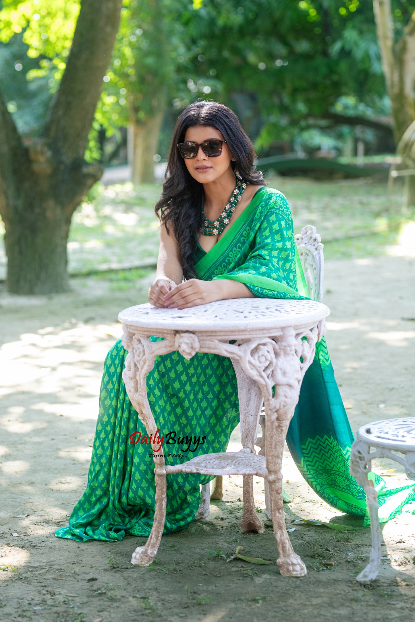 Green Block Printed Silk Mark Certified Bishnupuri Silk Sarees