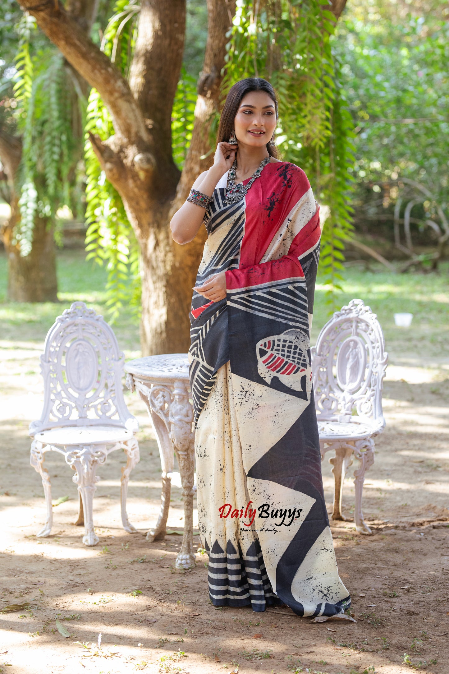 Wax Hand Painted Pure Silk Mark Certified Tussar Silk Sarees