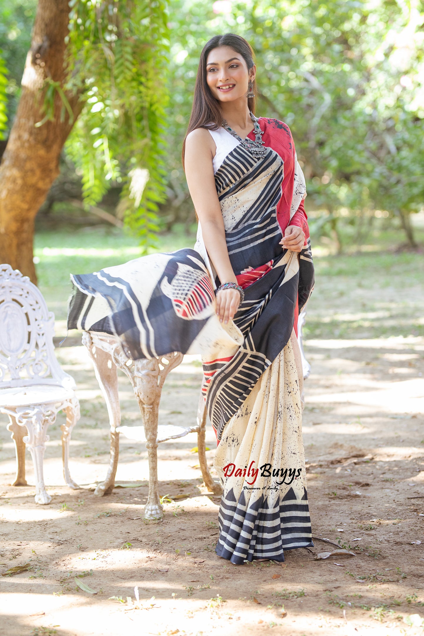 Wax Hand Painted Pure Silk Mark Certified Tussar Silk Sarees