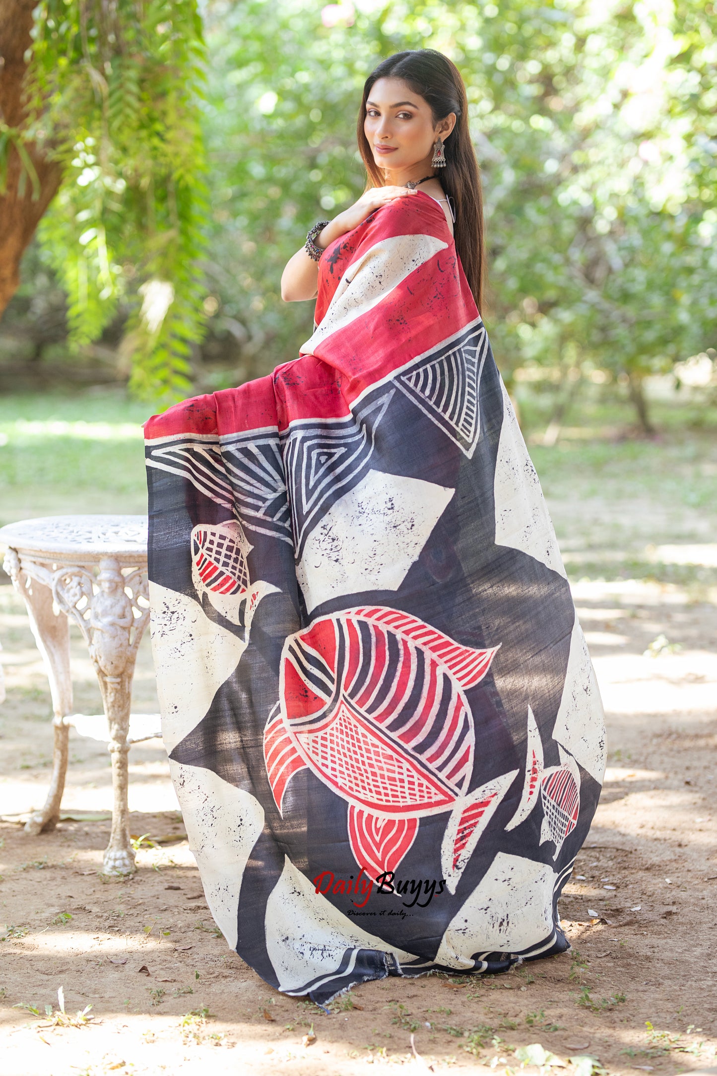 Wax Hand Painted Pure Silk Mark Certified Tussar Silk Sarees