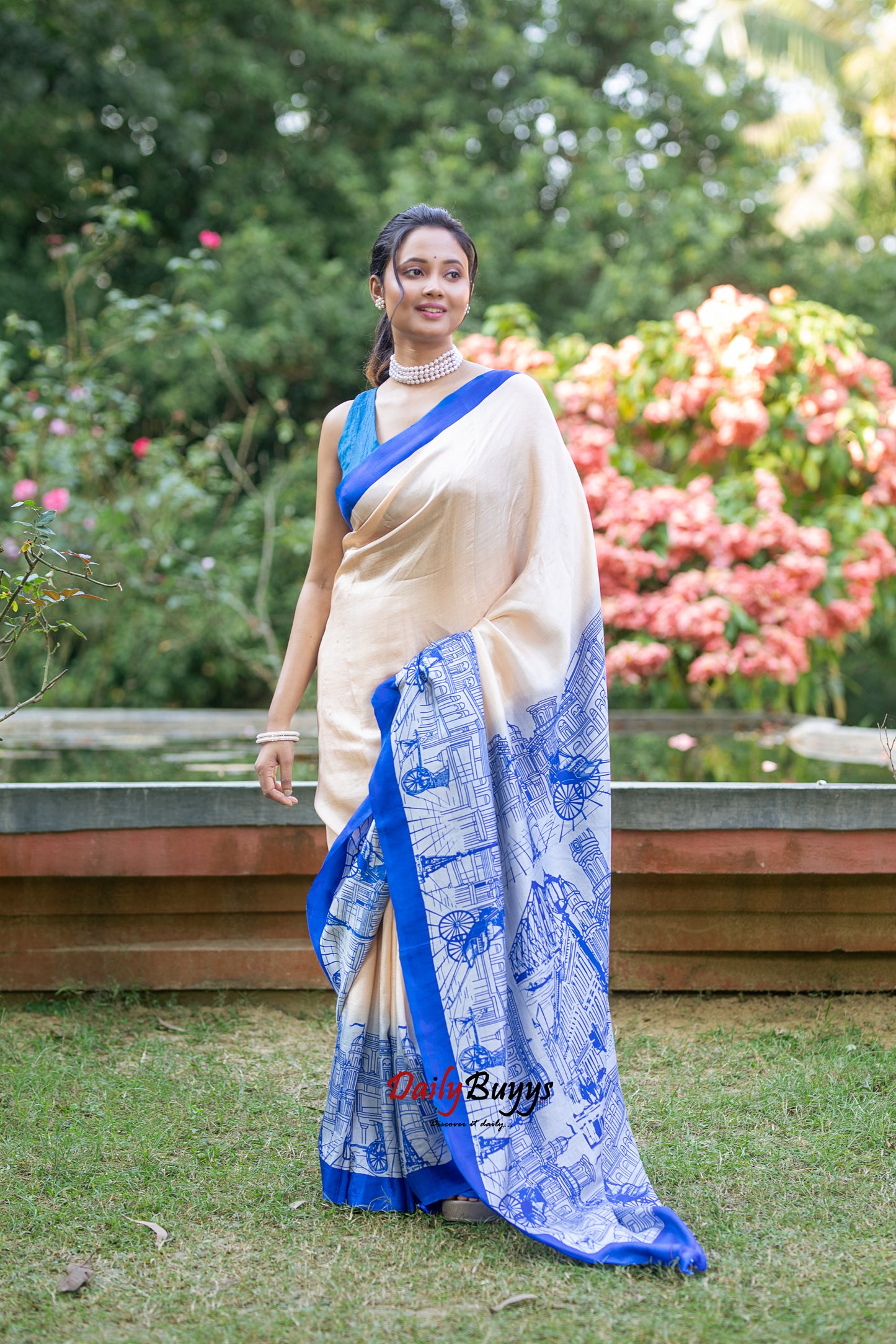 Screen Printed Kolkata Horizon Silk Mark Certified Bishnupuri Silk Sarees