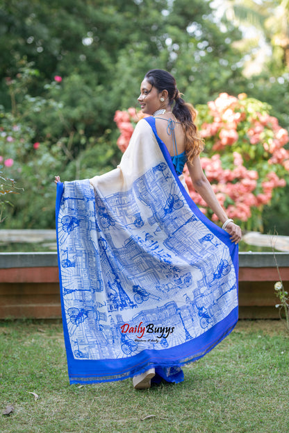 Screen Printed Kolkata Horizon Silk Mark Certified Bishnupuri Silk Sarees