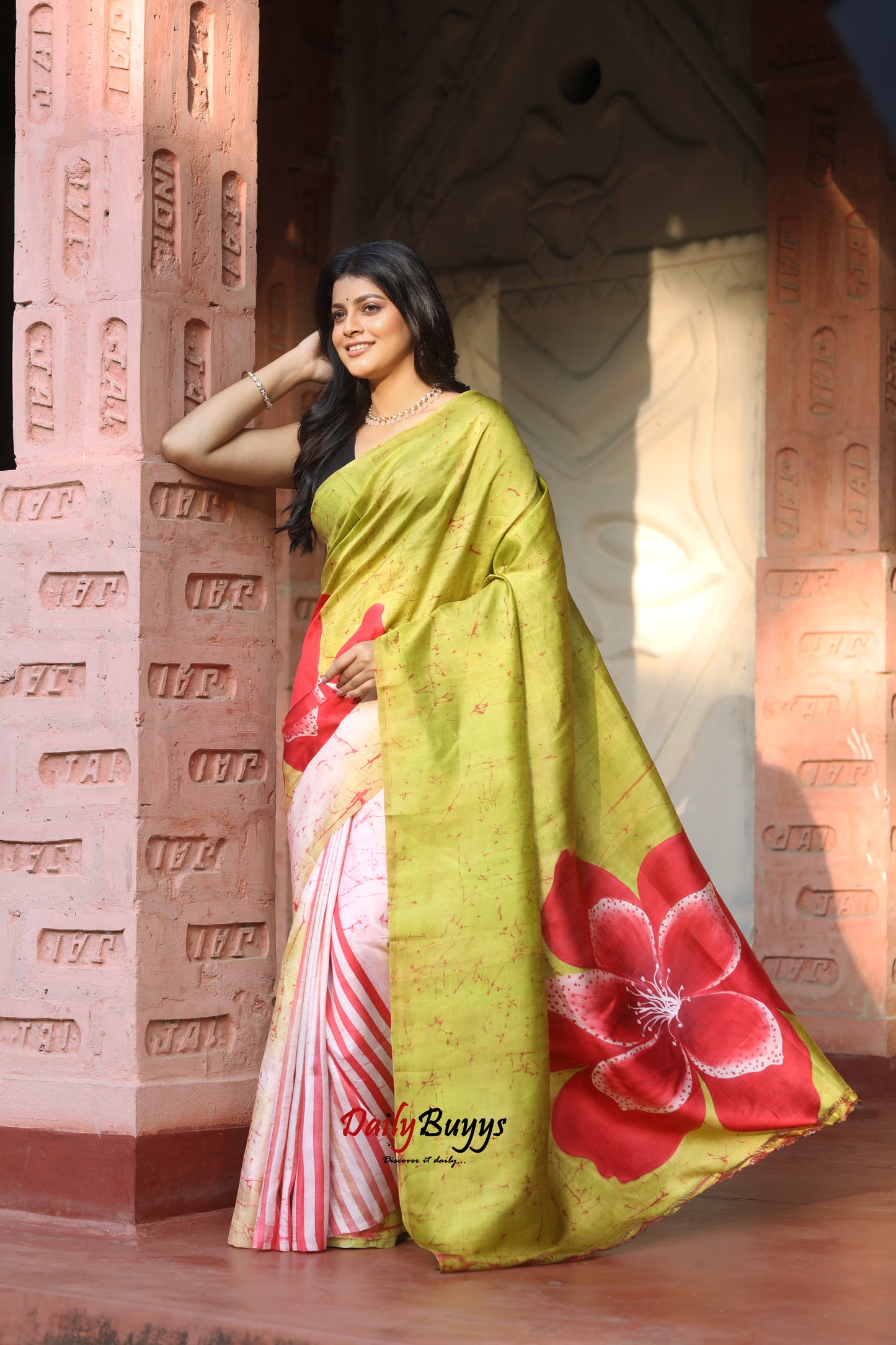 Yellow Floral Hand Painted  Silk Mark Certified Bishnupuri Silk Sarees