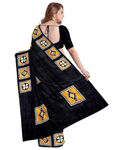 Beige Brown Block Printed Pure Silk Mark Certified Bishnupuri Silk Sarees