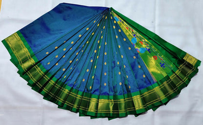 *Kalanjali pure silk paithani* 100% pure silk Handloom saree Allover butties Contrast blouse *Price : 23500/- + shipping*