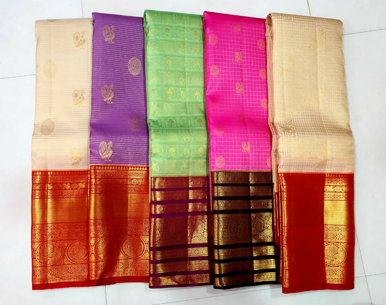 Pure Kanchipuram Handloom Silk Sarees, Korvai vaira oosi