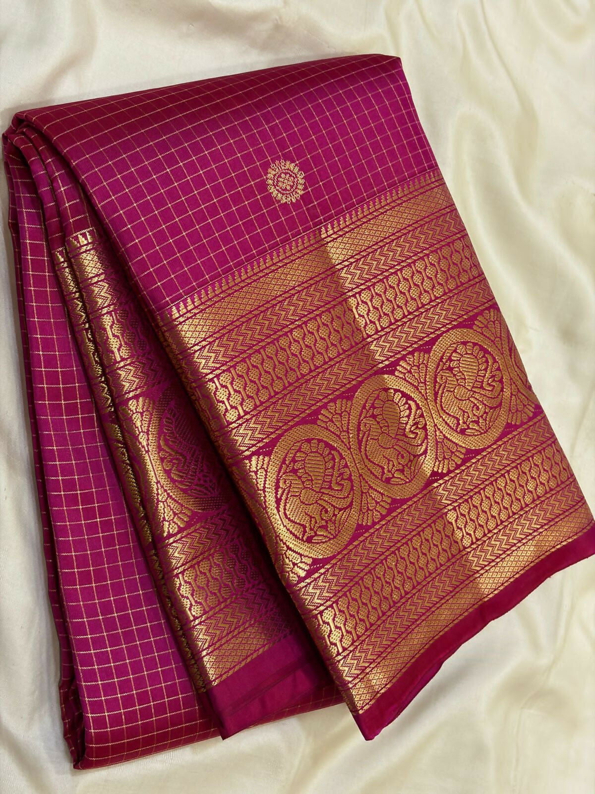 Pure Kanchipuram Handloom Silk Sarees 1 gram Zari vaira oosi checks With Silk Mark Certified 19500/-