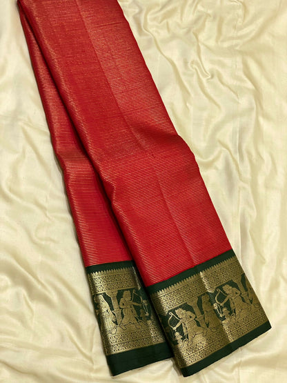 Pure Kanchipuram Handloom Bridal Silk Sarees 2 gram Zari vaira oosi With Silk Mark Certified 27500/-