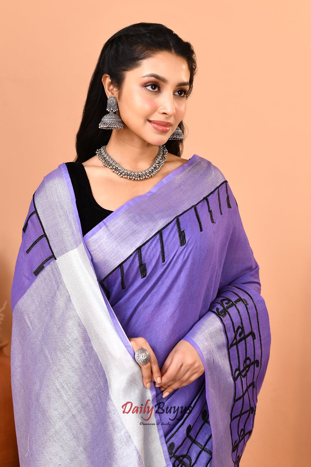 Light Purple Pure Linen Sarees