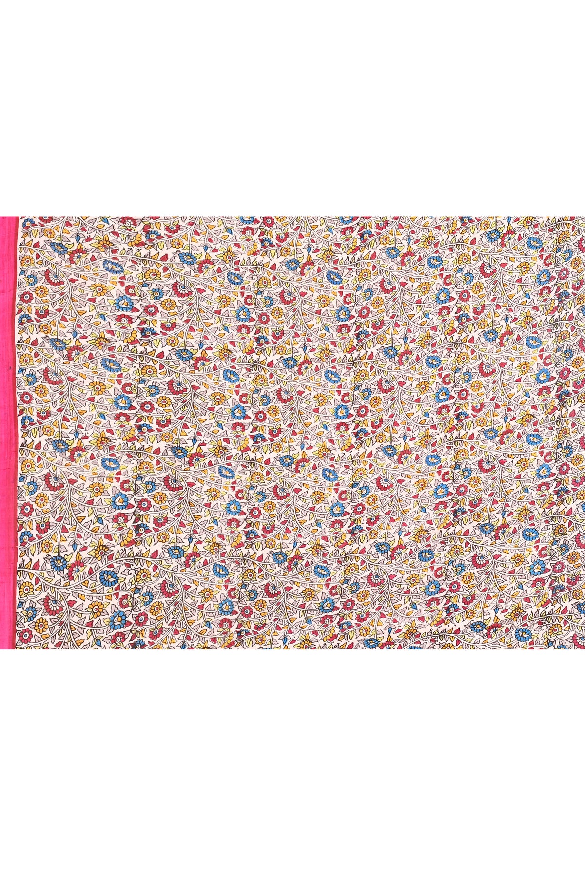 Multicoloured Floral  Silk Mark Certified Block Printed Bishnupuri Pure Silk Sarees