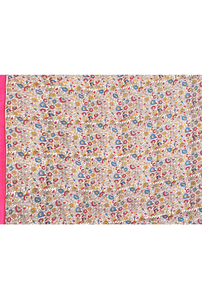 Multicoloured Floral  Silk Mark Certified Block Printed Bishnupuri Pure Silk Sarees