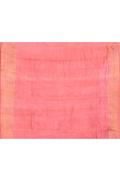 Beige Zari Border Pure Silk Mark Certified Tussar Silk Sarees