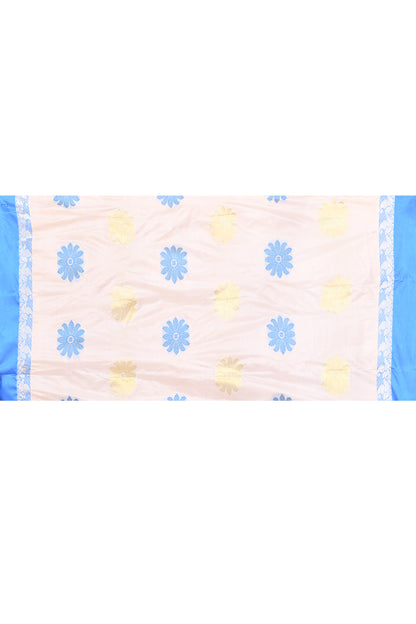 Blue White Semi Tussar Silk Sarees