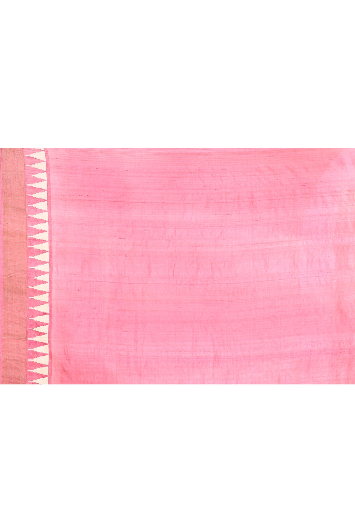 Pink Block Printed Zari Border Pure Silk Mark Certified Tussar Silk Sarees