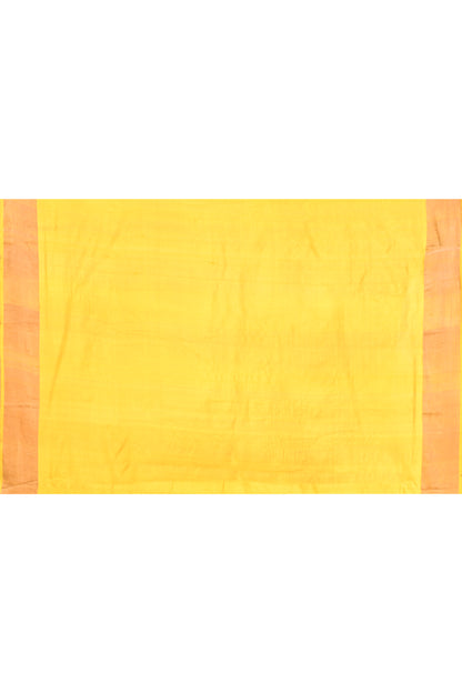 Mustard Yellow Beige Zari  Block Printed Zari Border Pure Silk Mark Certified Tussar Silk Sarees