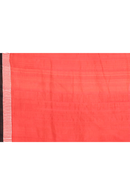 Black And Red Block Printed Pure Silk Mark Certified Bishnupuri Silk Sarees
