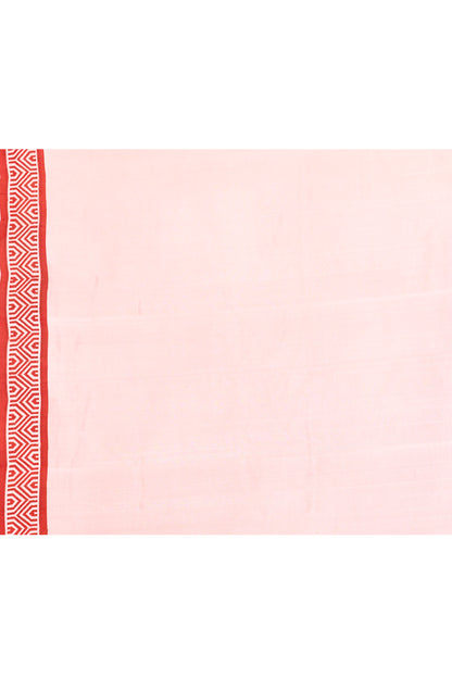Red White Block Printed Pure Silk Mark Certified Bishnupuri Silk Sarees