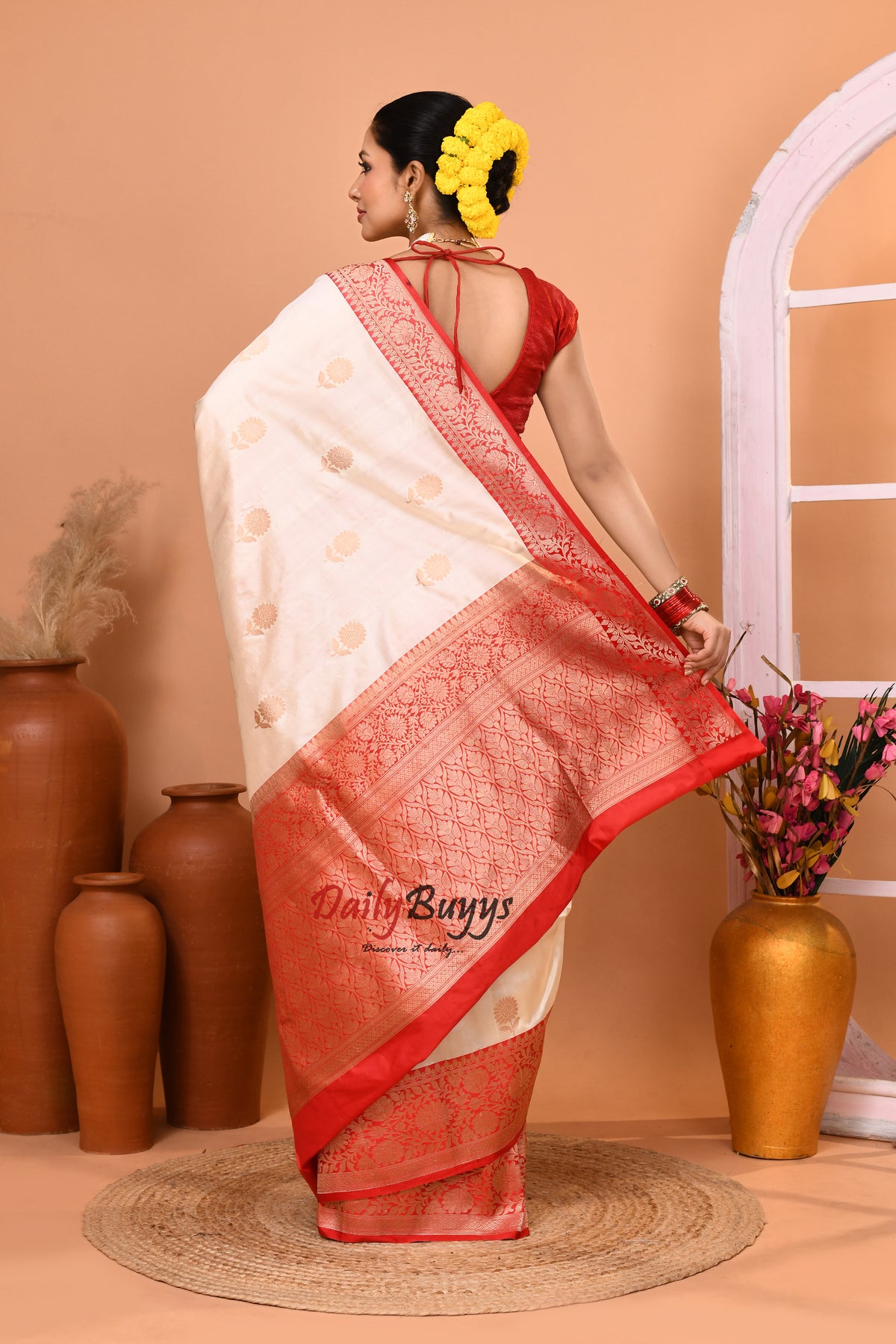 Red White Garad Silk Sarees