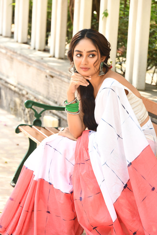 Pink Mulmul Batik Handloom cotton Sarees - Dailybuyys